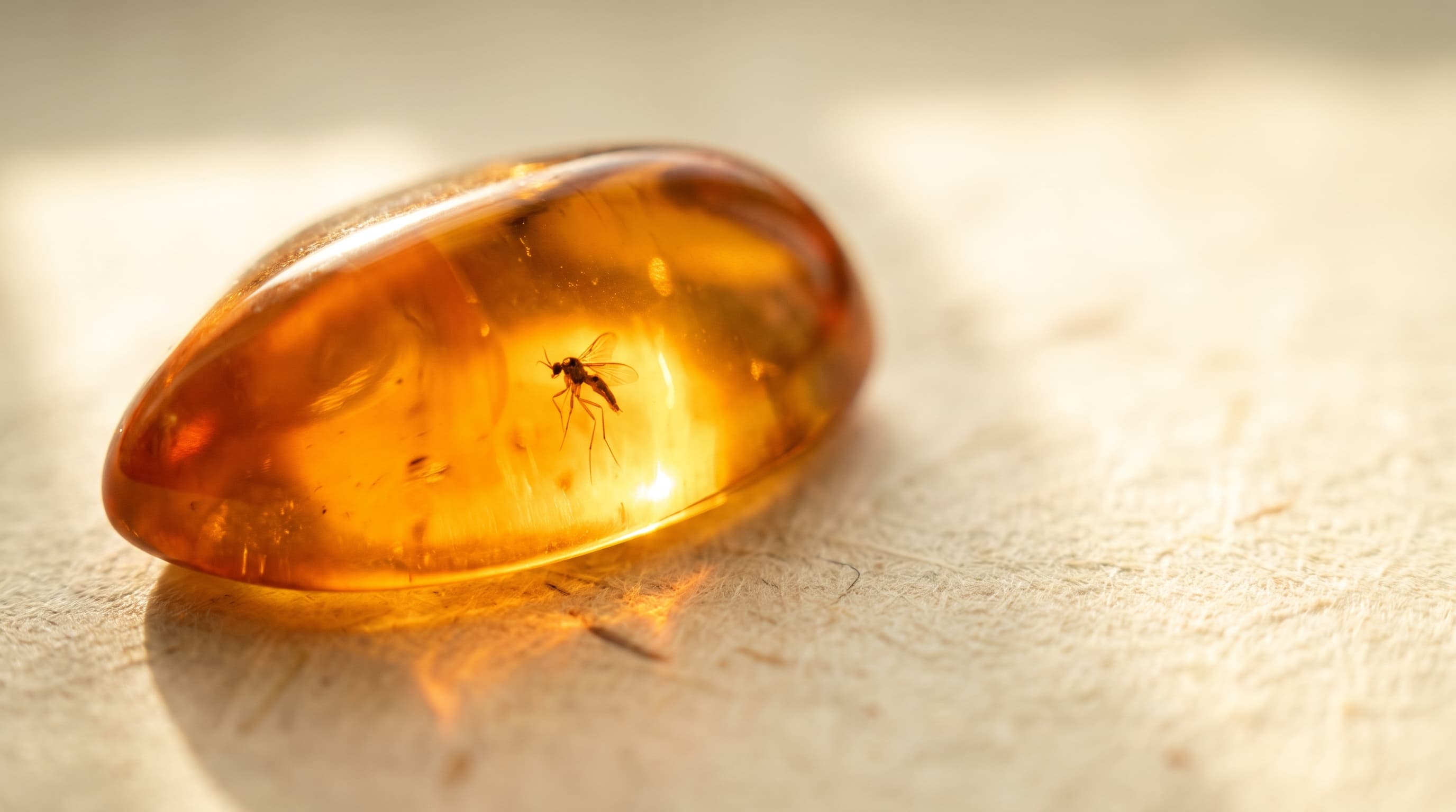 Polished Baltic amber with a preserved inclusion