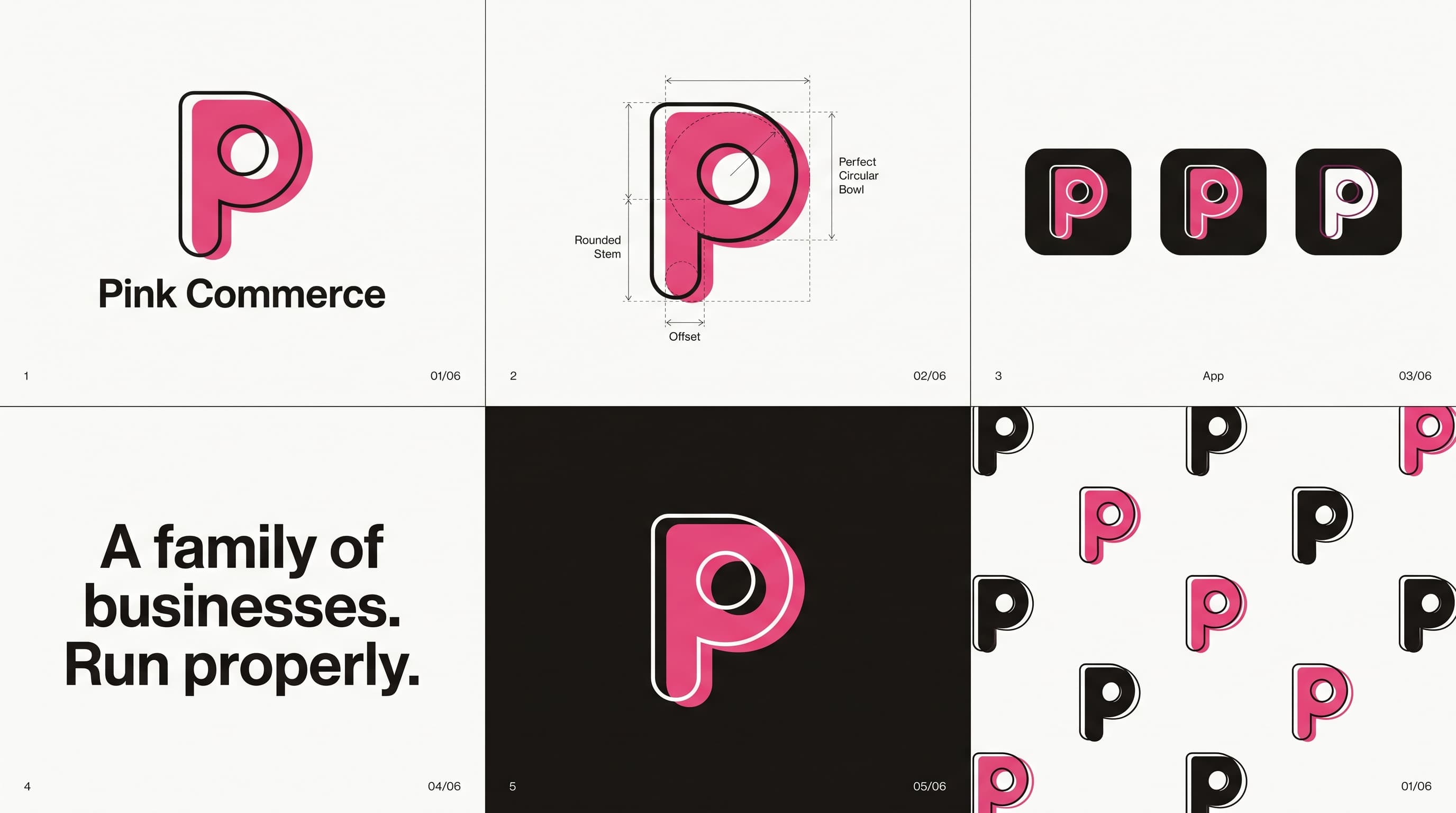 Pink Commerce logo concept board