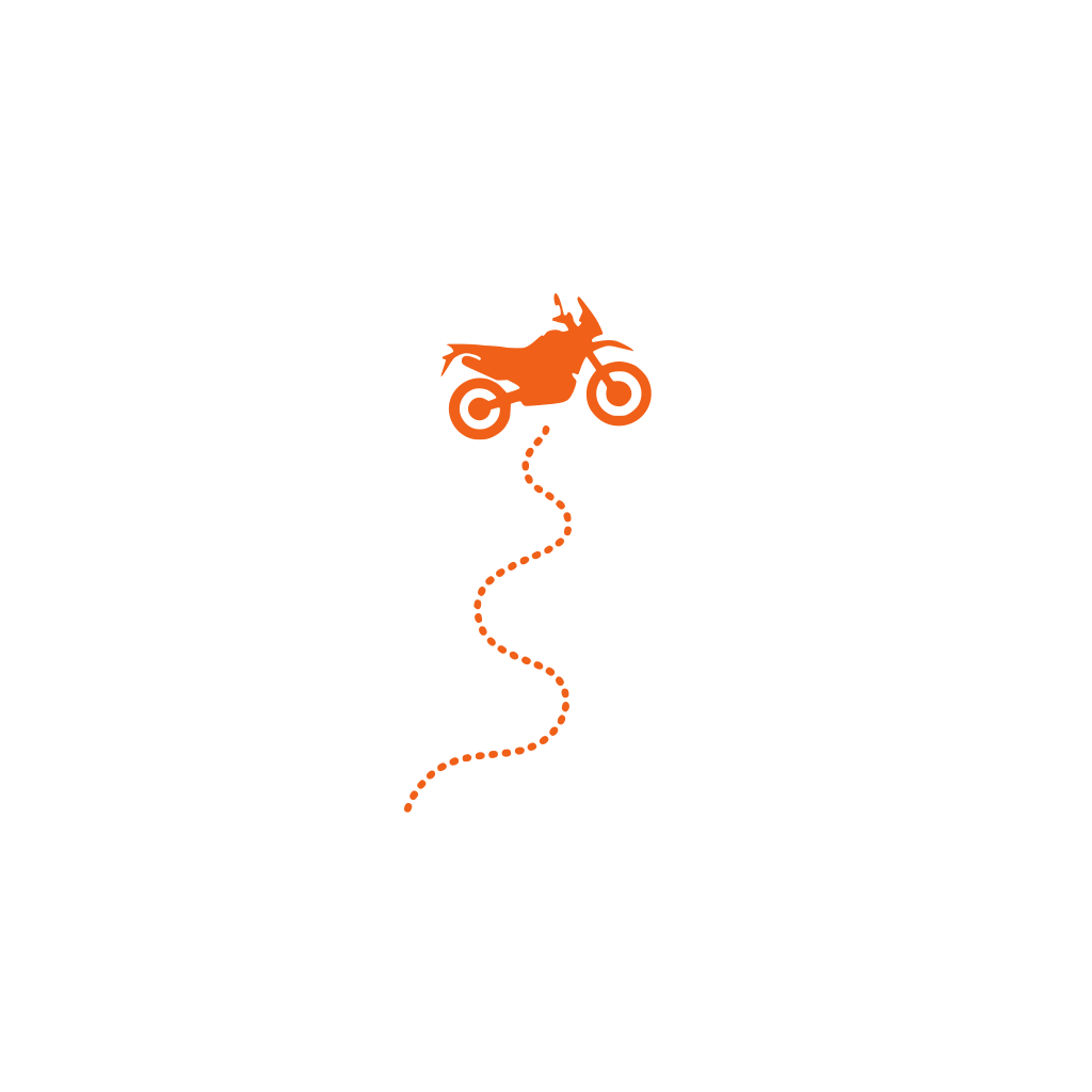 RiderWiki stamp logo in white and orange